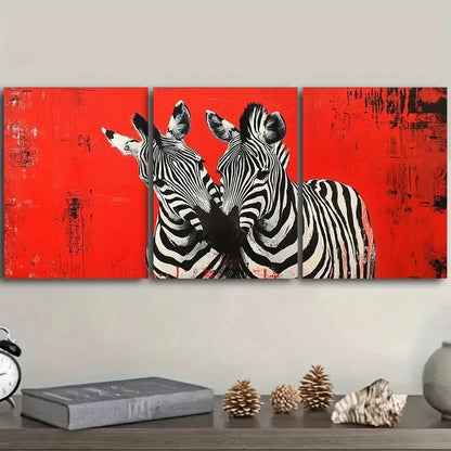 3pcs Two Zebras Wall Art Set Canvas Framed 40x60cm - High Quality Print 100% Australian Made Wall Canvas Ready to Hang - Bella Home Decor