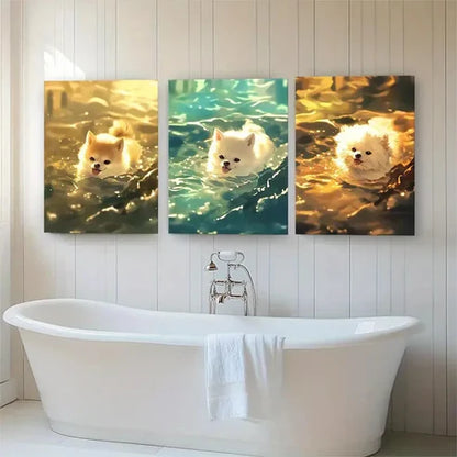 3pcs Vibrant and Playful Dog Portraits Perfect Wall Art Canvas Unframed - High Quality Print 100% Australian Made Wall Canvas