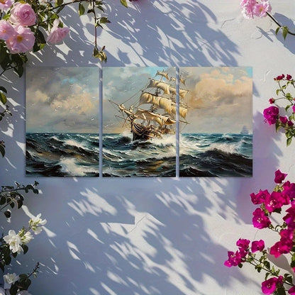 3pcs Nautical Ocean Storm Seascape Metal Print Ready to Hang Art