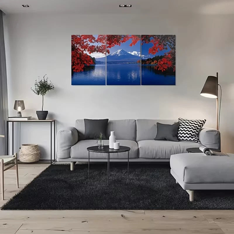 3pcs Mount Fuji Wall Art Set Canvas Framed 60x90cm – High Quality Print, 100% Australian Made, Ready to Hang