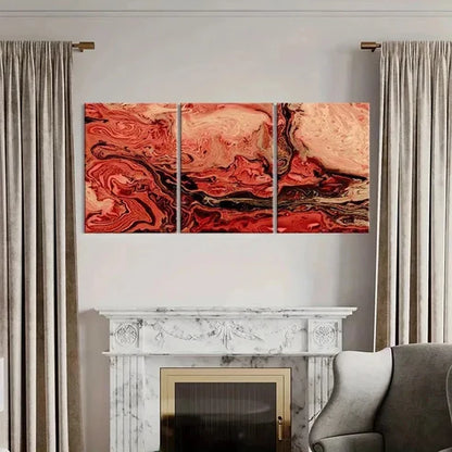 3pcs Abstract Red Marble Texture Wall Art Canvas Unframed - High Quality Print 100% Australian Made Wall Canvas - Bella Home Decor