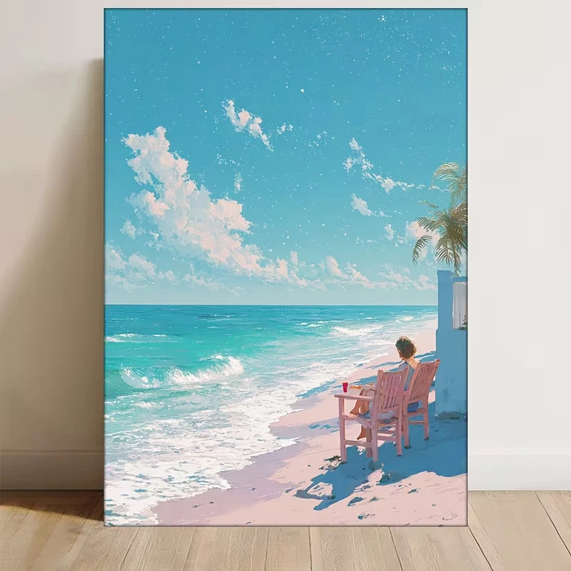 Pastel Coastal Beach Painting Metal Print Ready to Hang