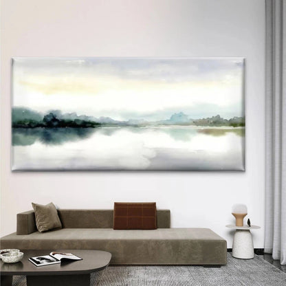 Abstract Watercolor Lake Wall Art Canvas Office Home Room Framed 120x60cm