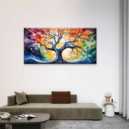 Vibrant Abstract Tree Colorful Wall Art Canvas Office Home Room Framed 120x60cm