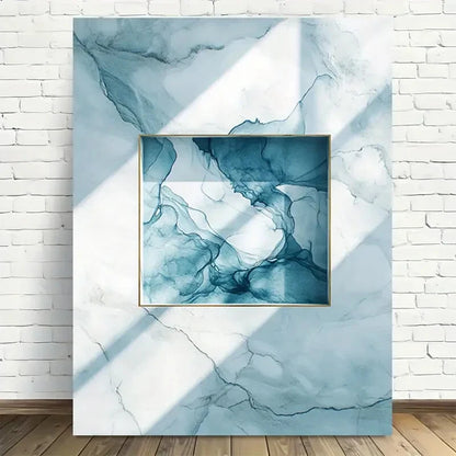 Beautiful Elegant Marble Blue Abstract Modern Painting 40x60cm Metal Print Ready to Hang - Bella Home Decor