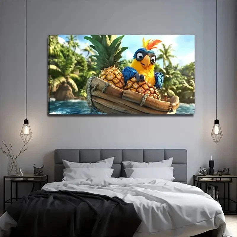 Parrot Delivering Perfect Wall Art Canvas Office Home Room Framed 120x60cm