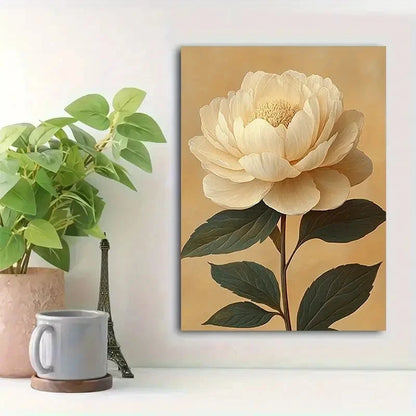Beautiful Sepia Floral Line Drawing Painting 40x60cm Metal Print Ready to Hang
