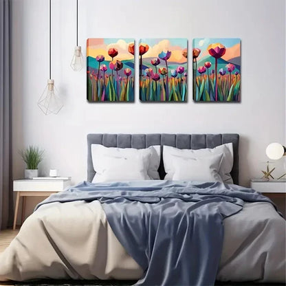 3pcs Vibrant Abstract Floral Wall Art Set Canvas Unframed - High Quality Print 100% Australian Made Wall Canvas