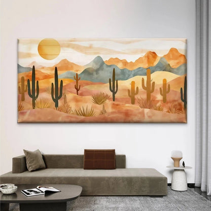 Desert Landscape Cactus Wall Art Canvas Office Home Room Framed 120x60cm