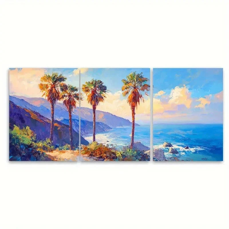 3pcs Big Sur Oil Painting California RT   Wall Art Set Canvas Framed 60x90cm - High Quality Print 100% Australian Made Wall Canvas Ready to Hang - Bella Home Decor