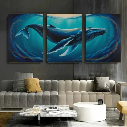 3pcs Blue Whale Canvas Wall Art Canvas Unframed - High Quality Print 100% Australian Made Wall Canvas - Bella Home Decor