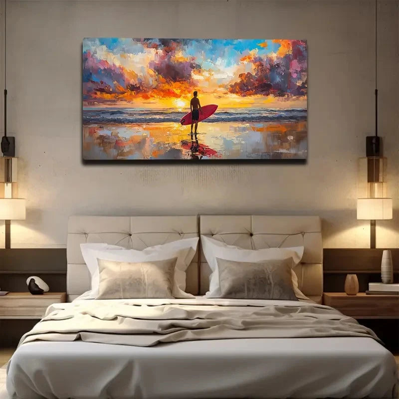 Minimalist Abstract Surfing Wall Art canvas office home room framed 120x60cm
