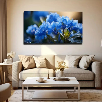 Blue Flowers Exceptionally Wall Art Canvas Office Home Room Framed 120x60cm
