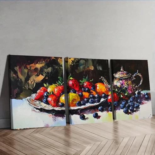 3pcs Afternoon Tea Fruit Nature Perfect Wall Art Set Canvas Unframed - High Quality Print 100% Australian Made Wall Canvas - Bella Home Decor