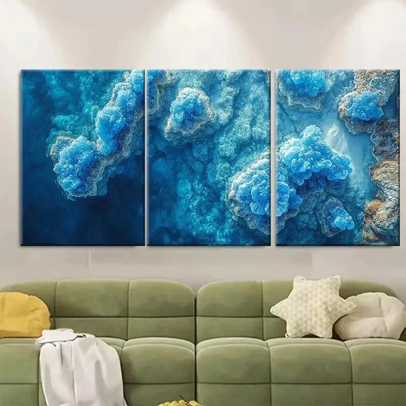 3pcs Aerial Blue Seascape Wall Art Set Canvas Framed 60x90cm - High Quality Print 100% Australian Made Wall Canvas Ready to Hang - Bella Home Decor