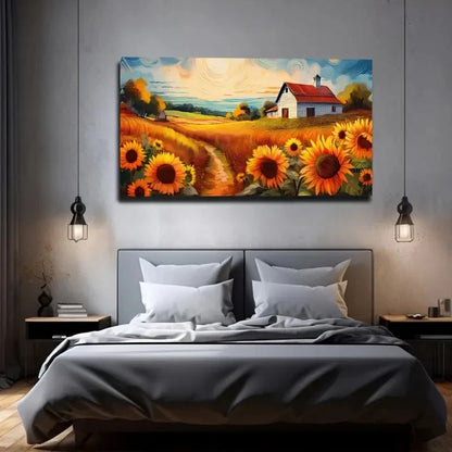 Small Country House Wall Art Canvas Office Home Room Framed 120x60cm