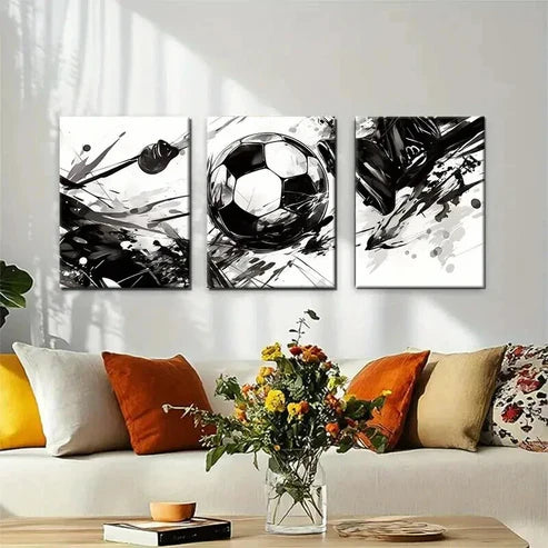 3pcs Abstract Football Dynamic Game Perfect Wall Art Canvas Unframed - High Quality Print 100% Australian Made Wall Canvas - Bella Home Decor