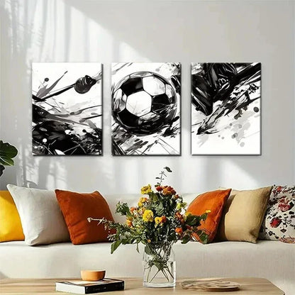 3pcs Abstract Football Dynamic Game Perfect Wall Art Canvas Unframed - High Quality Print 100% Australian Made Wall Canvas - Bella Home Decor