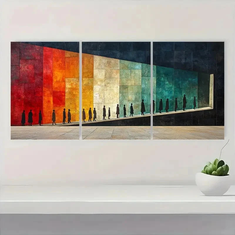 3pcs  Vibrant Color Block Design  BD    Wall Art Set Canvas Framed 60x90cm - High Quality Print 100% Australian Made Wall Canvas Ready to Hang - Bella Home Decor