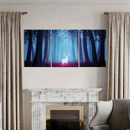 3pcs Forest Sparkling Deer Animal Wall Art Set Canvas Framed 60x90cm - High Quality Print 100% Australian Made Wall Canvas Ready to Hang - Bella Home Decor