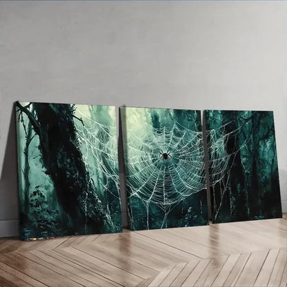 3pcs Spider Webs in Forest Design Dark Perfect Wall Art Set Canvas Unframed - High Quality Print 100% Australian Made Wall Canvas