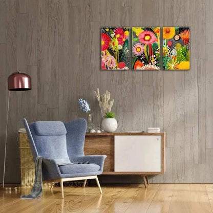 3pcs Modern Japanese-Style Garden  Wall Art Set Canvas Framed 60x90cm - High Quality Print 100% Australian Made Wall Canvas Ready to Hang