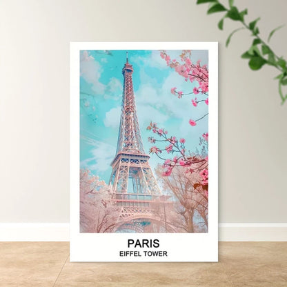 Classic France Paris Eiffel Tower Travel Poster Print Wall Art