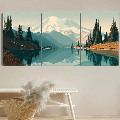 3pcs Mount Rainier National Park Washington Wall Art Set Canvas Unframed - High Quality Print 100% Australian Made Wall Canvas - Bella Home Decor