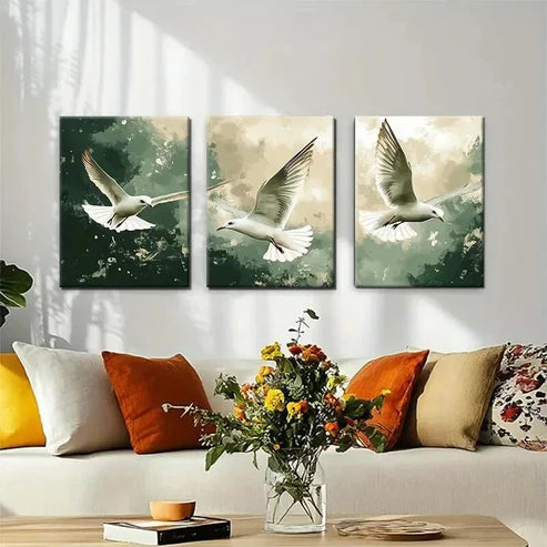 3pcs Soar Seagull Tranquil Nature Scene Perfect Wall Art Canvas Unframed – High Quality Print 100% Australian Made Wall Canvas