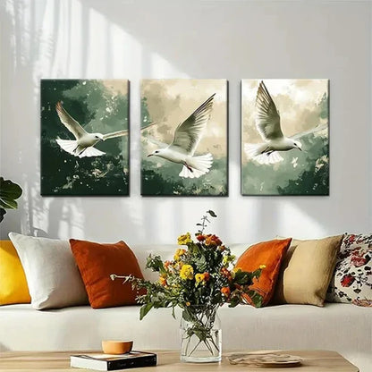 3pcs Soar Seagull Tranquil Nature Scene Perfect Wall Art Canvas Unframed – High Quality Print 100% Australian Made Wall Canvas