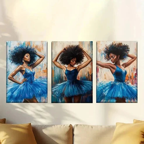 3pcs dance in blue tutus Wall Art Canvas Unframed - High Quality Print 100% Australian Made Wall Canvas - Bella Home Decor