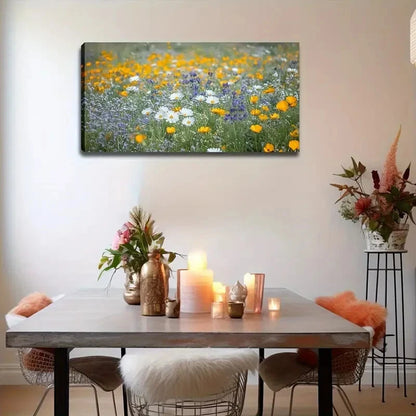 Vibrant Wildflower Meadow Wall Art Canvas Office Home Room Framed 120x60cm