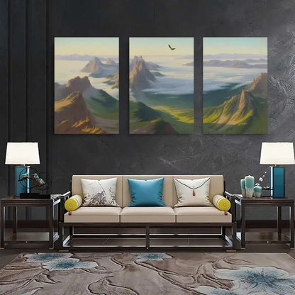 3pcs Mountains & Lush Greenery Canvas Wall Art Set Canvas Framed 50x70cm - High Quality Print 100% Australian Made Wall Canvas Ready to Hang