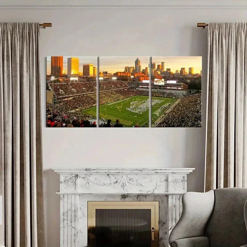 3pcs Rugby Match Football Stadium Scene Wall Art Set Canvas Framed 50x70cm - High Quality Print 100% Australian Made Wall Canvas Ready to Hang - Bella Home Decor