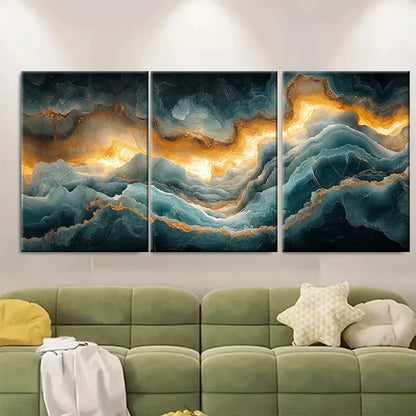 3pcs Ethereal Marble Caves Patagonia Chile Wall Art Set Canvas Framed 60x90cm - High Quality Print 100% Australian Made Wall Canvas Ready to Hang