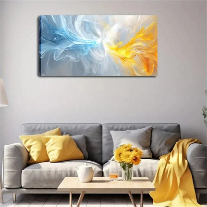 Two Colors Interwoven Flowers Wall Art Canvas Office Home Room Framed 120x60cm - Bella Home Decor
