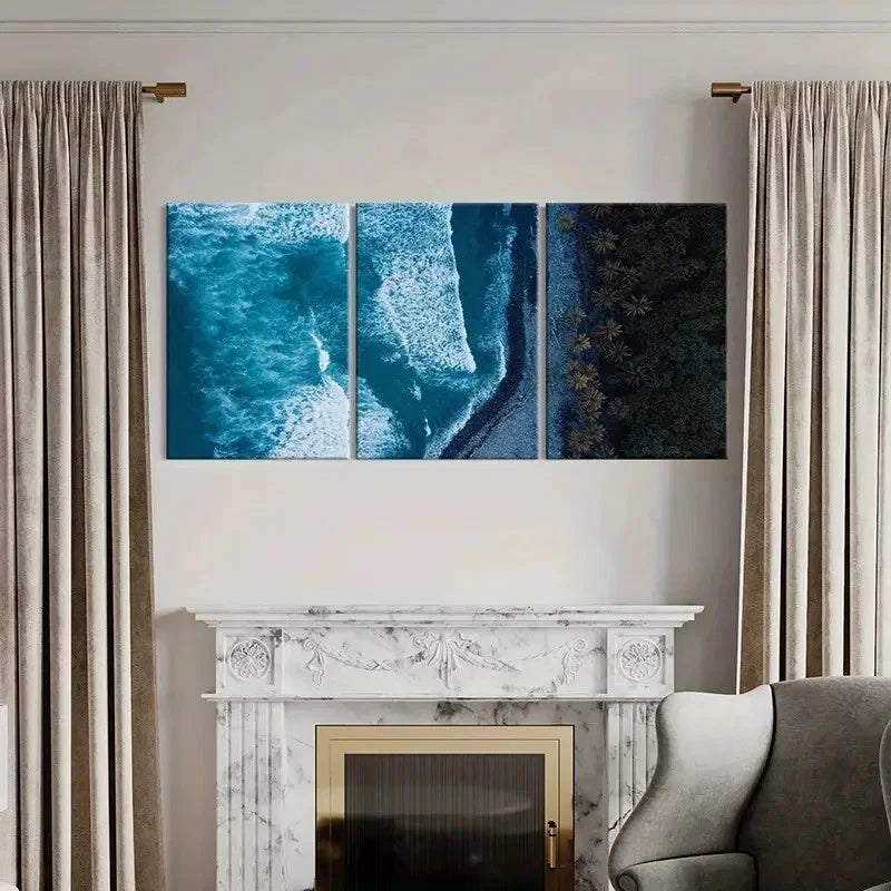3pcs Ocean Waves Beach Nature Landscape Wall Art Set Canvas Framed 50x70cm - High Quality Print 100% Australian Made Wall Canvas Ready to Hang