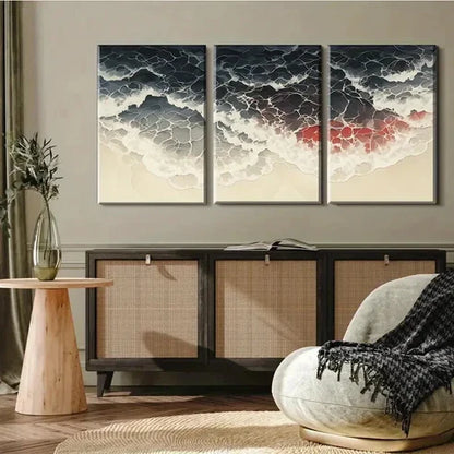 3pcs Abstract Ocean Wave Modern Coastal Wall Art Canvas Unframed - High Quality Print 100% Australian Made Wall Canvas - Bella Home Decor