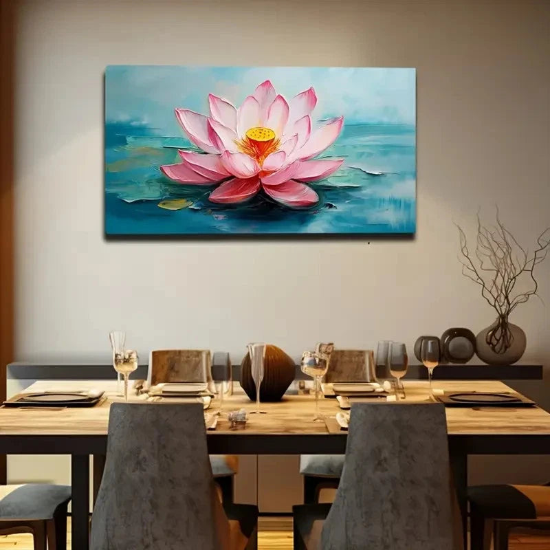 Pink Lotus Flower in Serene Wall Art canvas office home room framed 120x60cm - Bella Home Decor