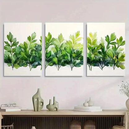 3pcs Herbs Watercolor Green Nature Perfect Wall Art Set Canvas Framed 60x90cm - High Quality Print 100% Australian Made Wall Canvas Ready to Hang