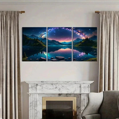 3pcs Starry Sky Milky Way Fantasy Landscape Wall Art Set Canvas Framed 40x60cm - High Quality Print 100% Australian Made Wall Canvas Ready to Hang - Bella Home Decor