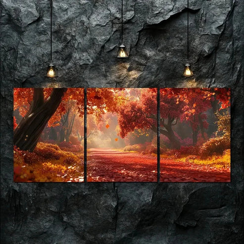3pcs Autumn Scenery Red Beauty Relax Perfect Wall Art Canvas Unframed - High Quality Print 100% Australian Made Wall Canvas - Bella Home Decor