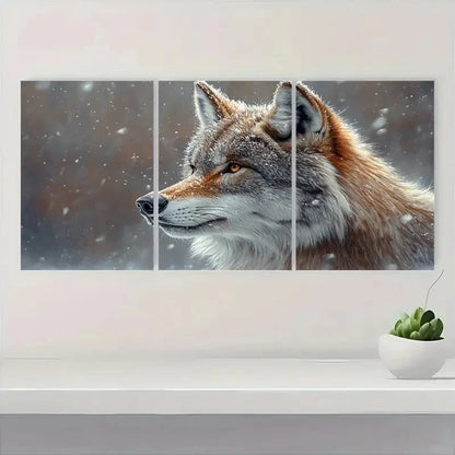 3pcs Mystical Wolf  Winter Art a    Wall Art Set Canvas Framed 50x70cm - High Quality Print 100% Australian Made Wall Canvas Ready to Hang