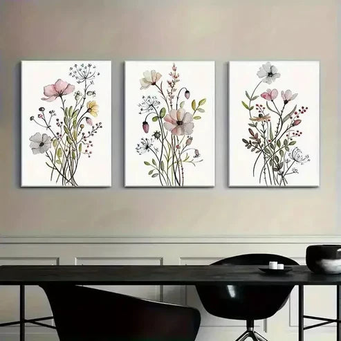 3pcs Watercolor Flower Canvas Framed 60x90 cm - High Quality Print 100% Australian Made Wall Canvas Ready to Hang