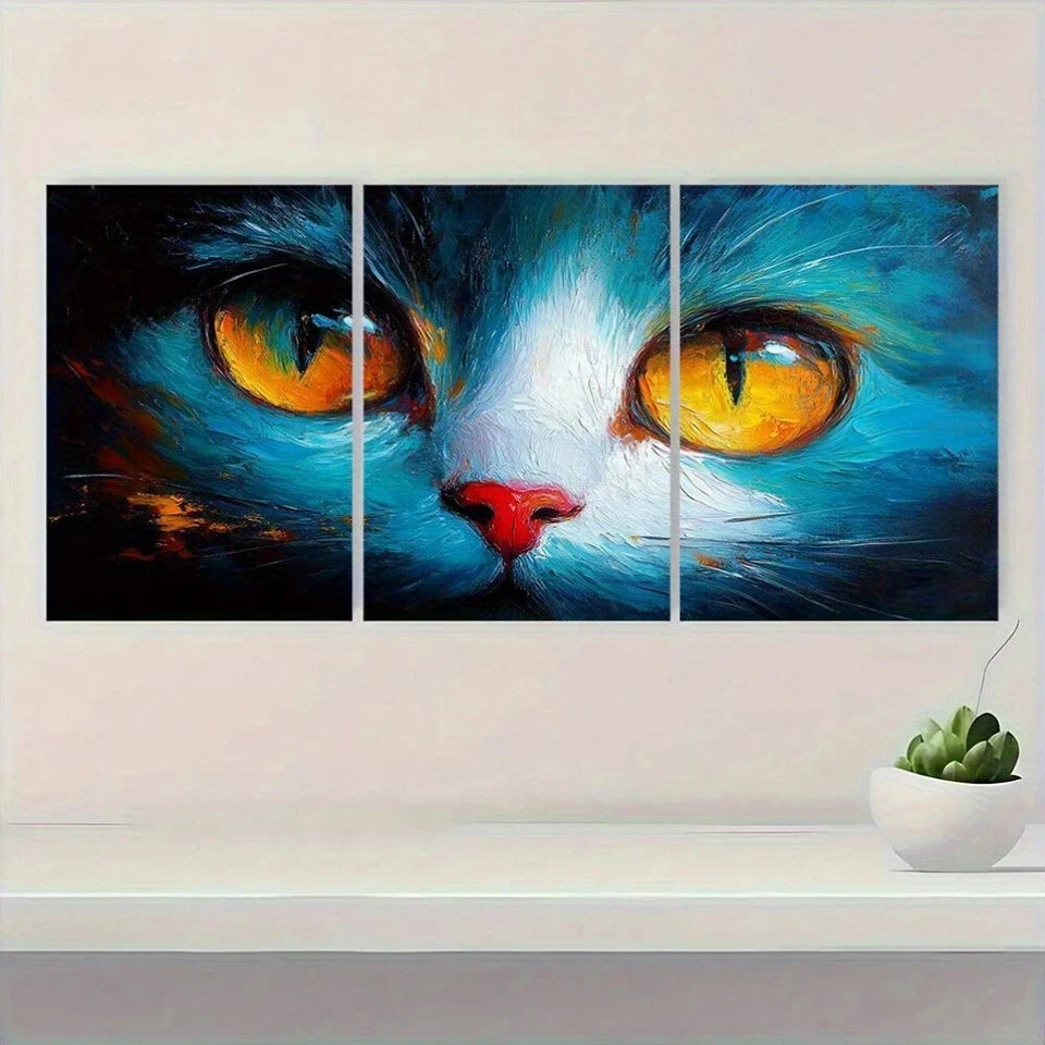 3pcs Cat Pet Abstract Modern Painting Metal Print Ready to Hang Art - Bella Home Decor