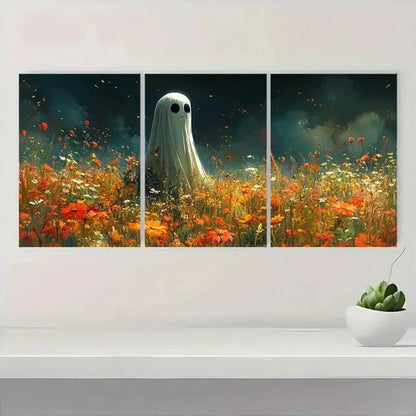 3pcs Ghost in Wildflower Meadow S Wall Art Set Canvas Unframed - High Quality Print 100% Australian Made Wall Canvas