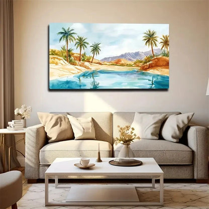 Tropical Palm Tree Modern Wall Art Canvas Office Home Room Framed 120x60cm - Bella Home Decor