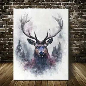 Beautiful Contemporary Abstract Elk Painting 40x60cm Metal Print Ready to Hang
