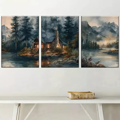 3pcs Modern Forest Mountain Art Set Canvas Unframed - High Quality Print 100% Australian Made Wall Canvas