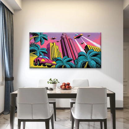 Futuristic Cityscape Wall Art Canvas Office Home Room Framed 120x60cm